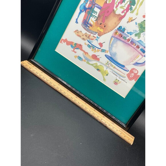 Adorable Hand Painted Watercolor Frogs Framed & Matted by Sherry Tolman Print - Picture 9 of 11